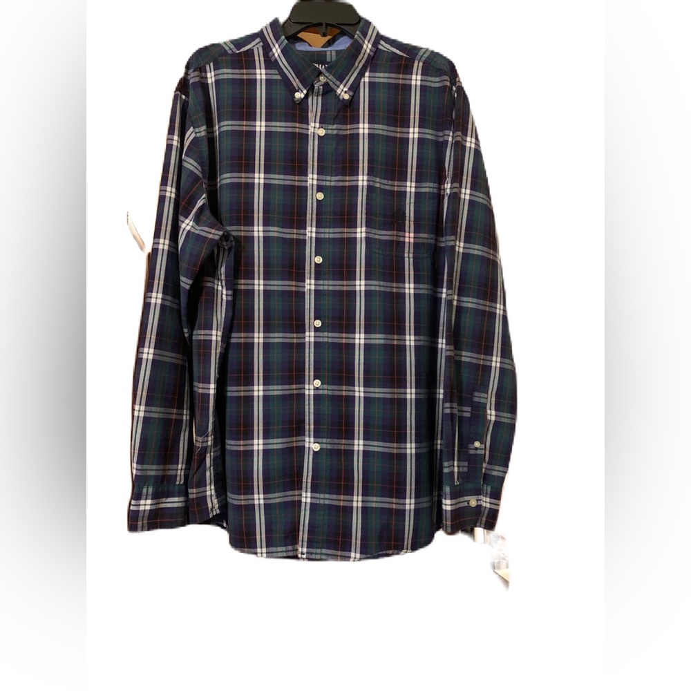 Chaps Men’s XXL Navy/Green Plaid Long Sleeve Shirt